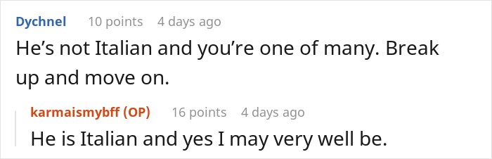 Comments discussing a guy whose story about an imaginary flight to Italy fell apart