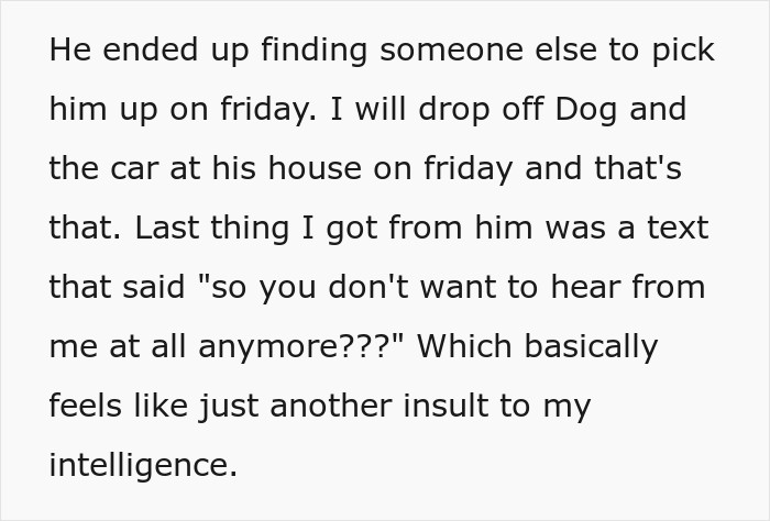 Text post about breaking up with a boyfriend who lied about an imaginary flight to Italy.