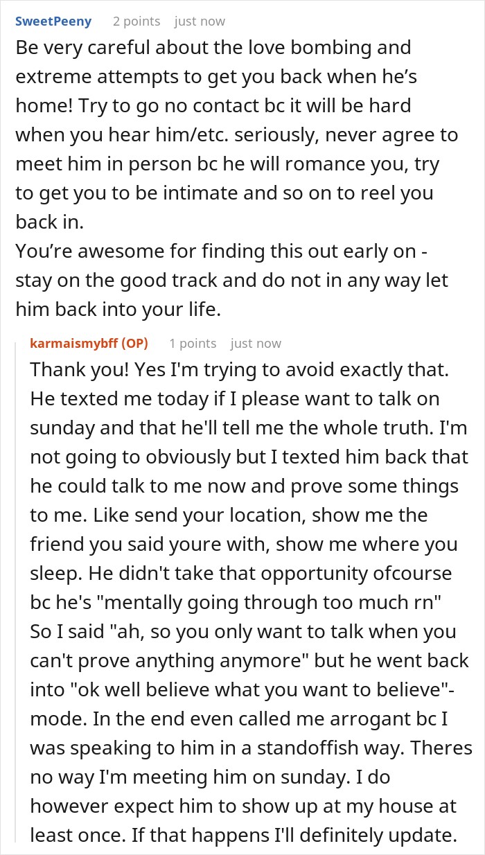 Online discussion about a guy takes an imaginary flight to Italy and lies to his girlfriend.