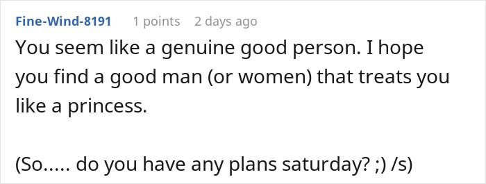 Supportive online comment regarding a relationship breakup over an imaginary flight to Italy.