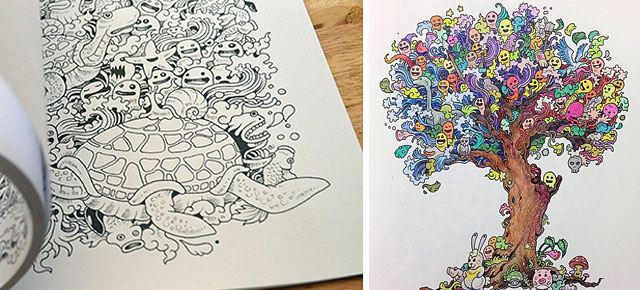 Incredibly Detailed Coloring Books For Adults Called 'Doodle Invasion'