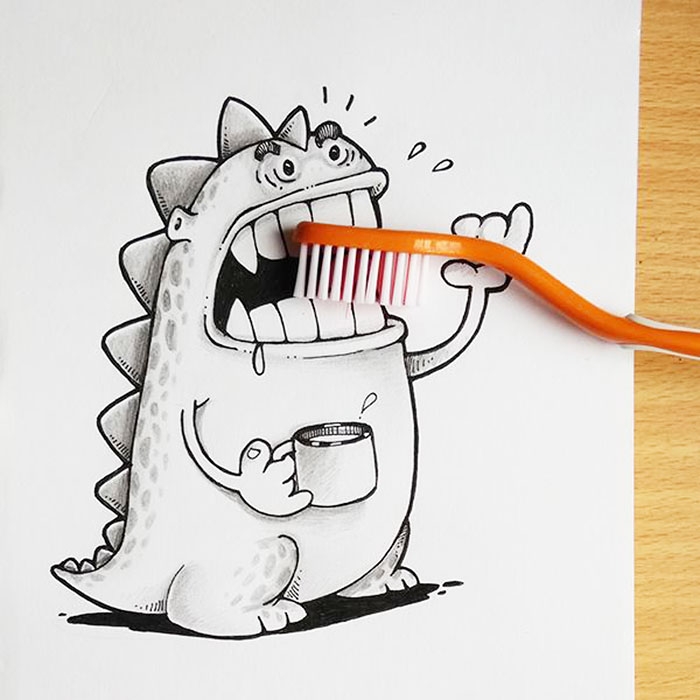 cute-dragon-doodles-interact-3d-objects-drogo-manik-ratan-4