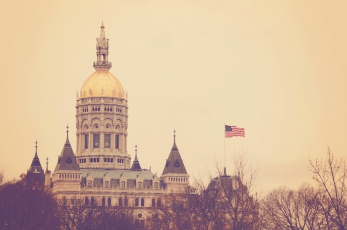 American Flag Flying High In Hartford, CT