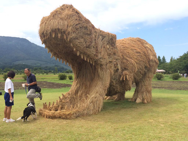 Giant Straw Dinosaurs Invade Japanese Fields