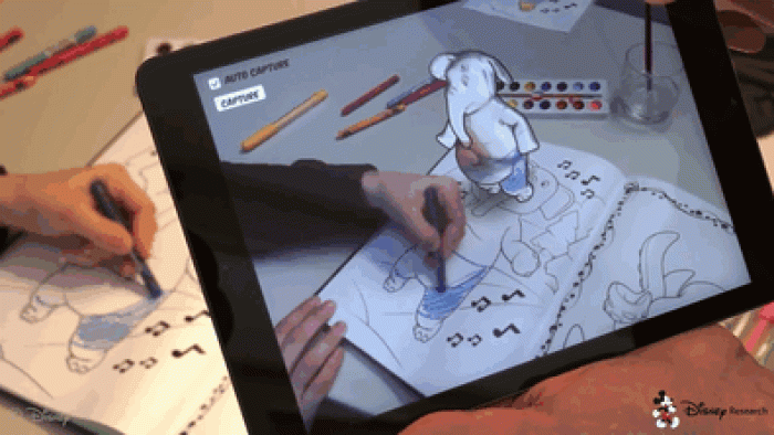 augmented-reality-children-coloring-book-3D-character-app-disney-research-elephants