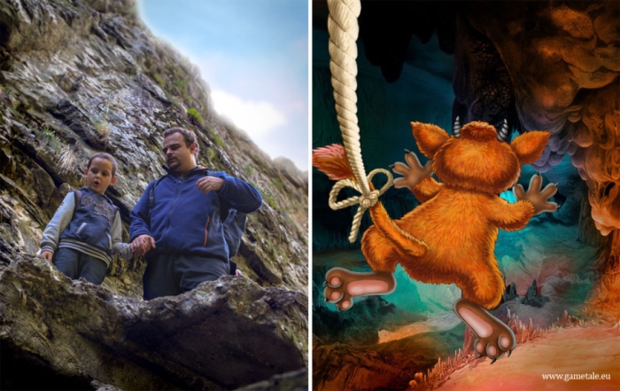 “Gremmy tied the rope to his tail and so got a very very long tail.”