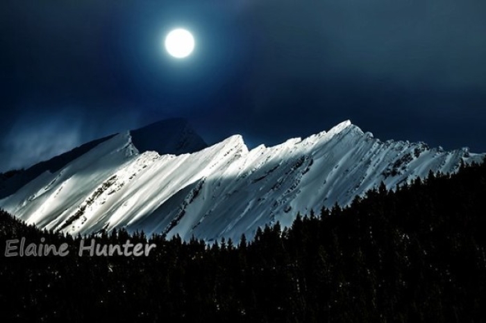 Rocky Mountains in Moonlight