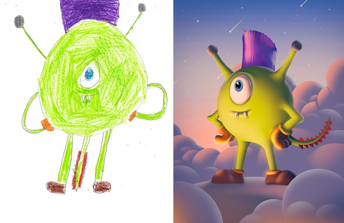 artists-redraw-children-drawings-inspiration-monster-project-7
