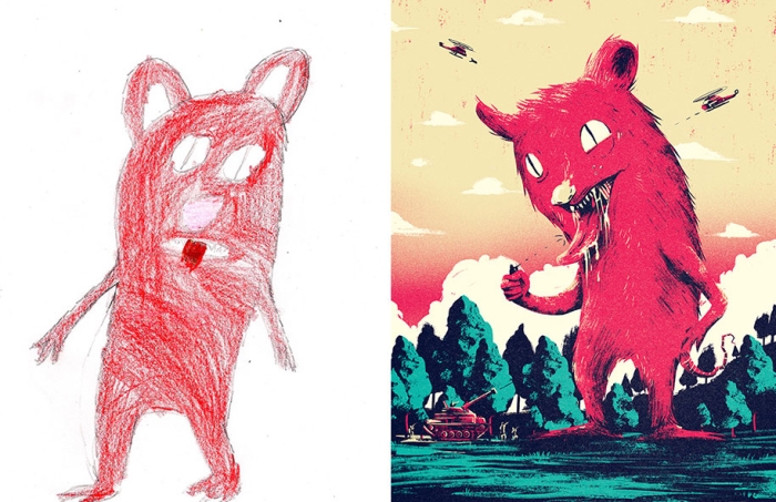 artists-redraw-children-drawings-inspiration-monster-project-11