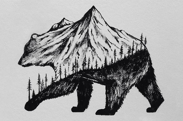 Miniature Hybrid Illustrations Of Wild Animals Combined With Landscapes