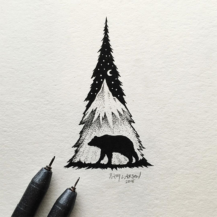 black-white-animal-landscape-hybrid-drawings-sam-larson-steel-bison-6