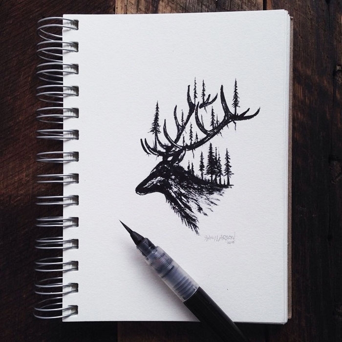 black-white-animal-landscape-hybrid-drawings-sam-larson-steel-bison-13