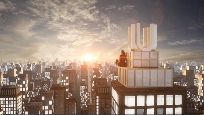 skyline of cardboard city