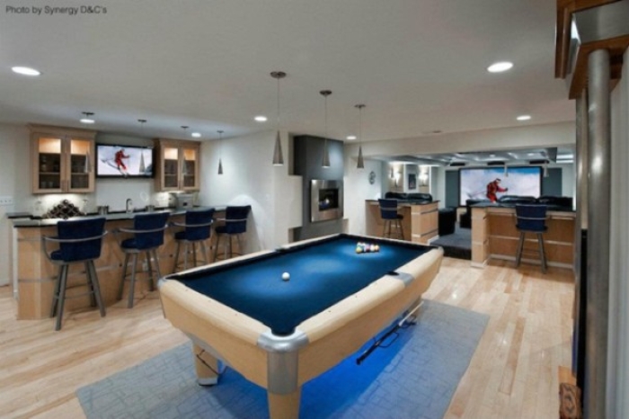 Basement remodel into modern style