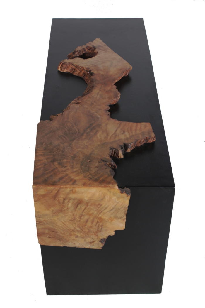 River Side table made out of 'Traviesa' wood combined with black metal
