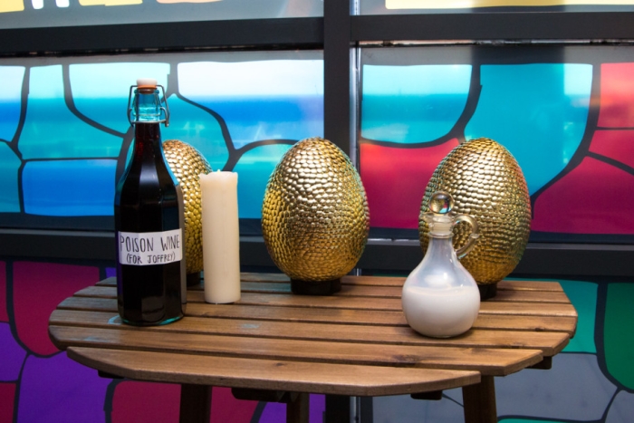 We made 2 golden dragon eggs, using over 2,500 push pins