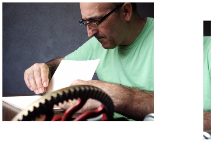 My father in process of making Matchbox Journal