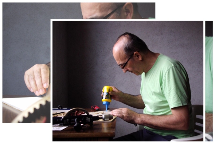 My father in process of making Matchbox Journal