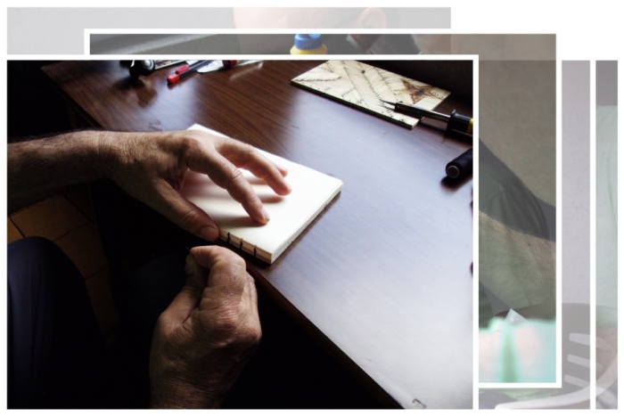 My father in process of making Matchbox Journal