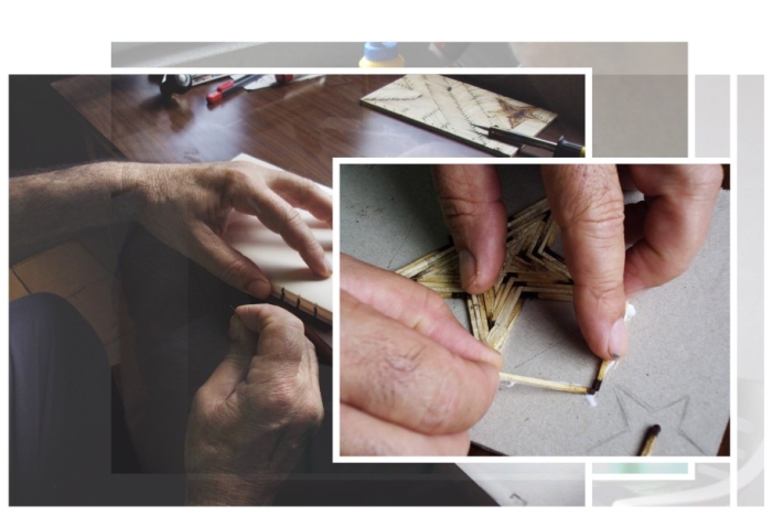 My father in process of making Matchbox Journal