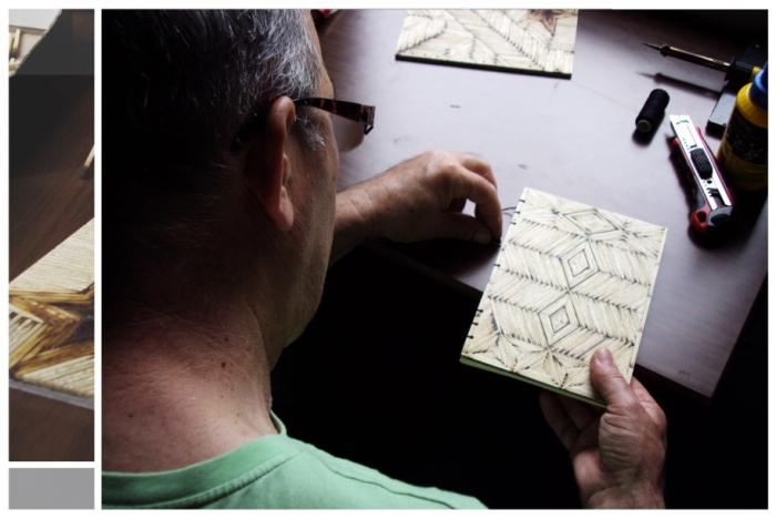 My father in process of making Matchbox Journal