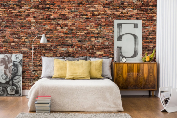 GRUNGE RED BRICK WALL MURAL