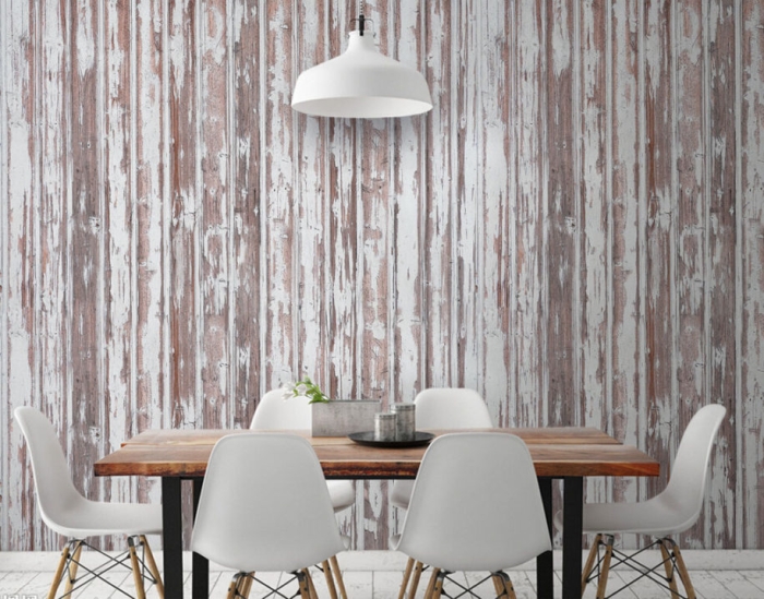 OLD PAINTED WOODEN PLANKS WALL MURAL