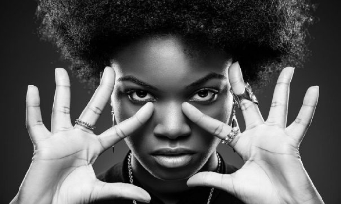 Young black woman with afro hair style