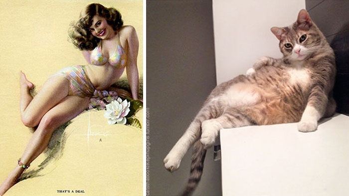 funny-cats-vintage-pin-up-girls-7
