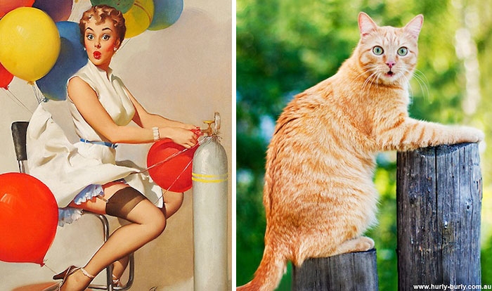funny-cats-vintage-pin-up-girls-14