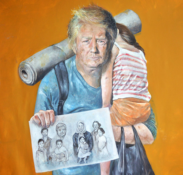 Syrian Artist Reimagines World Leaders As Refugees